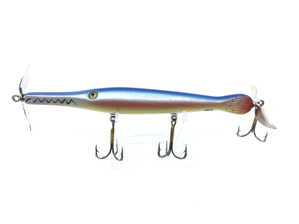 Chautauqua Glass Eye Wooden Topwater Gar with Tail Lure Rainbow Color