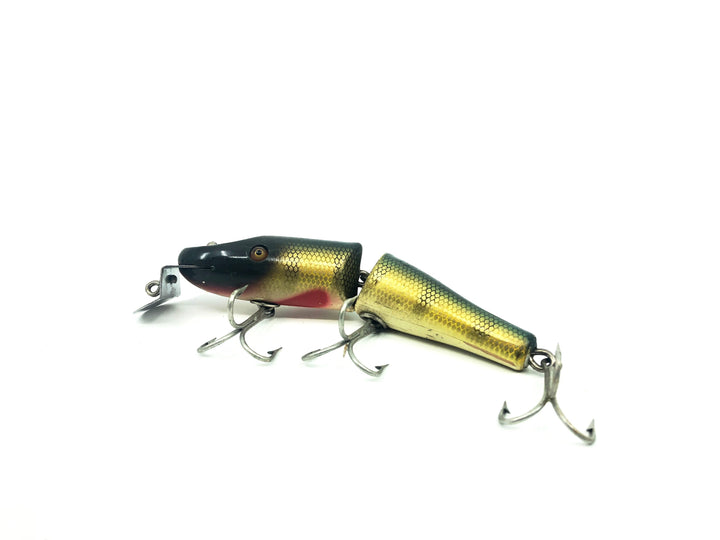 Creek Chub 2600 Jointed Pikie Minnow in Perch 2601 Color Wooden Lure Glass Eyes