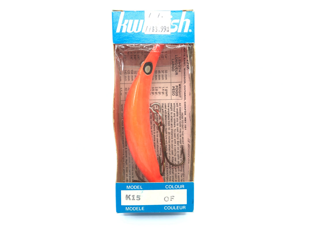 Kwikfish K15 OF Orange Fluorescent Spots Color New in Box Old Stock