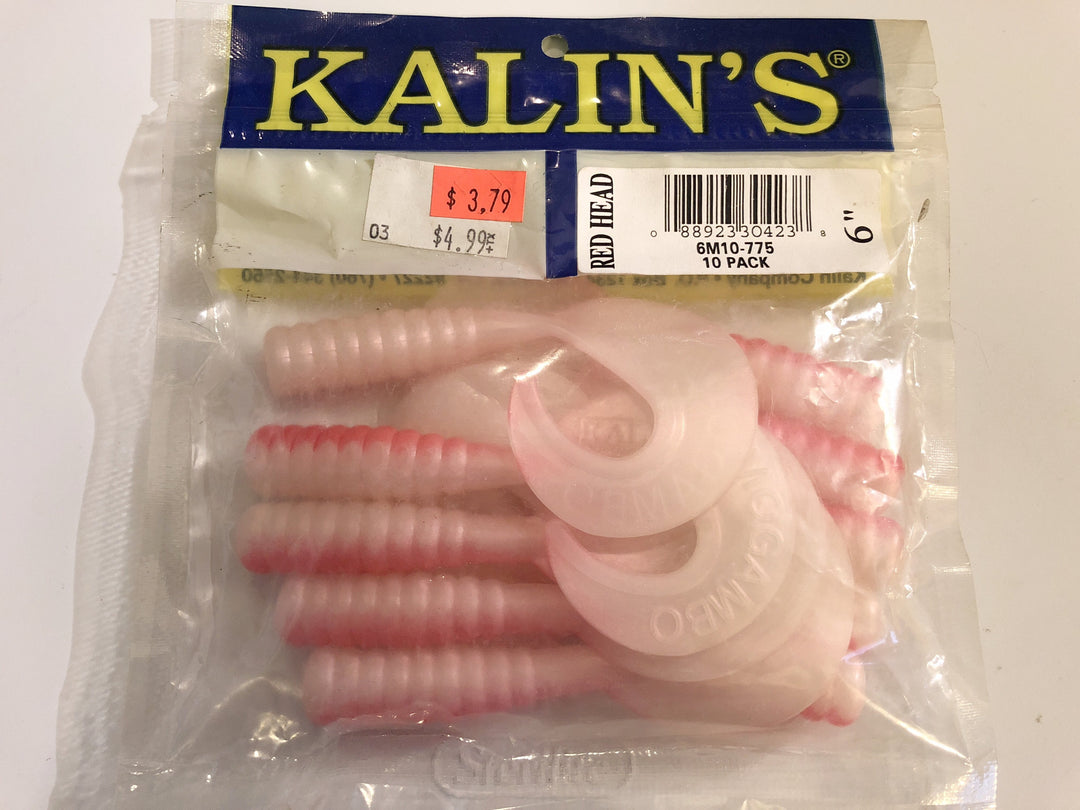Kalin’s 10 Pack of 6" Red Head Mogambo Grub Tails