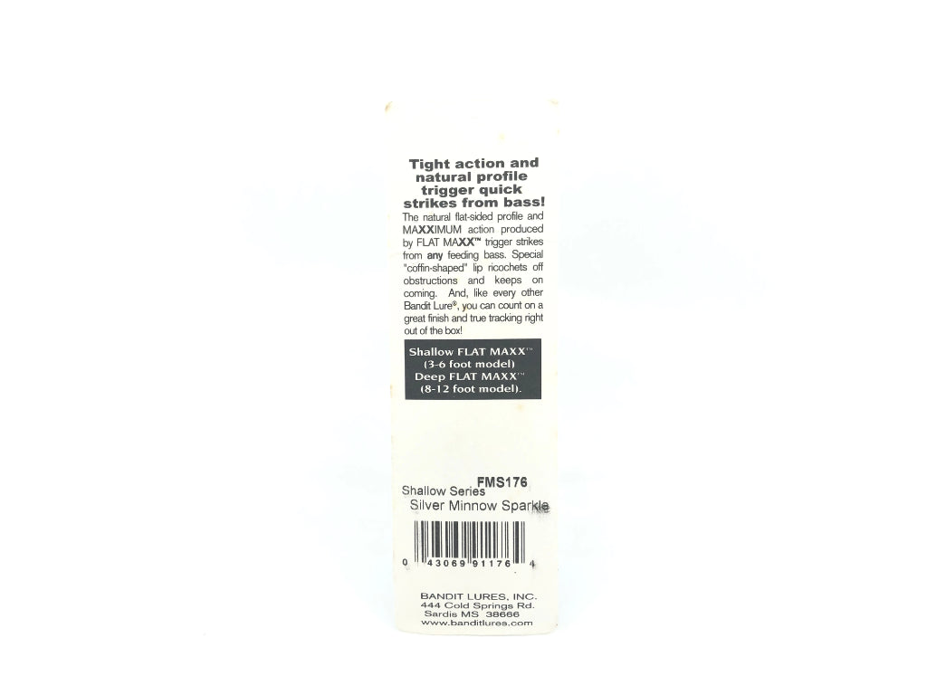 Bandit Flat Maxx Shallow Series FMS176 Silver Minnow Sparkle Color New on Card