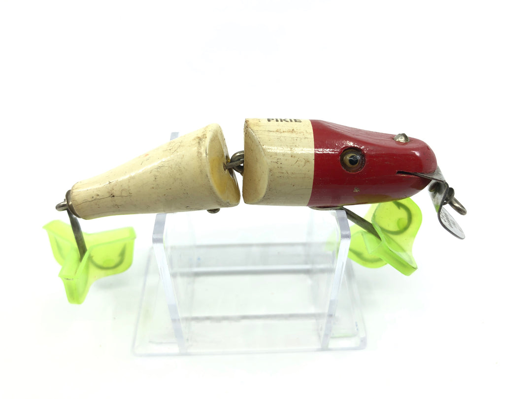 Creek Chub 2700 Baby Jointed Pikie Minnow in Red Head White Color 2702 Wooden Lure Glass Eyes