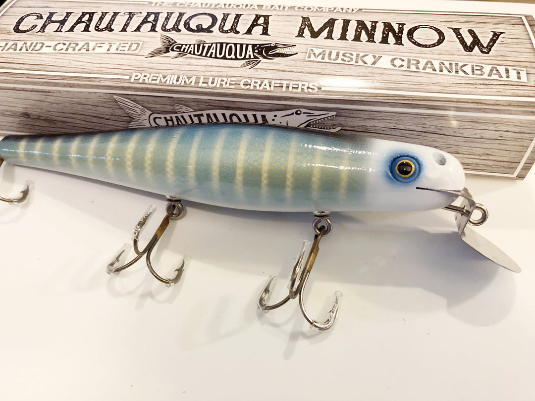 Chautauqua 8" Minnow Musky Lure Special Order Color "Blue Ghost"