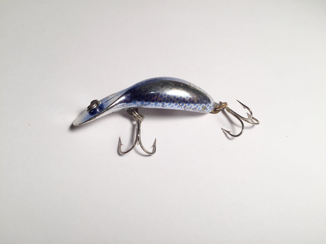 Heddon Tiny Tad Tadpolly Spook Metallic Silver with Blue and Blue Scales