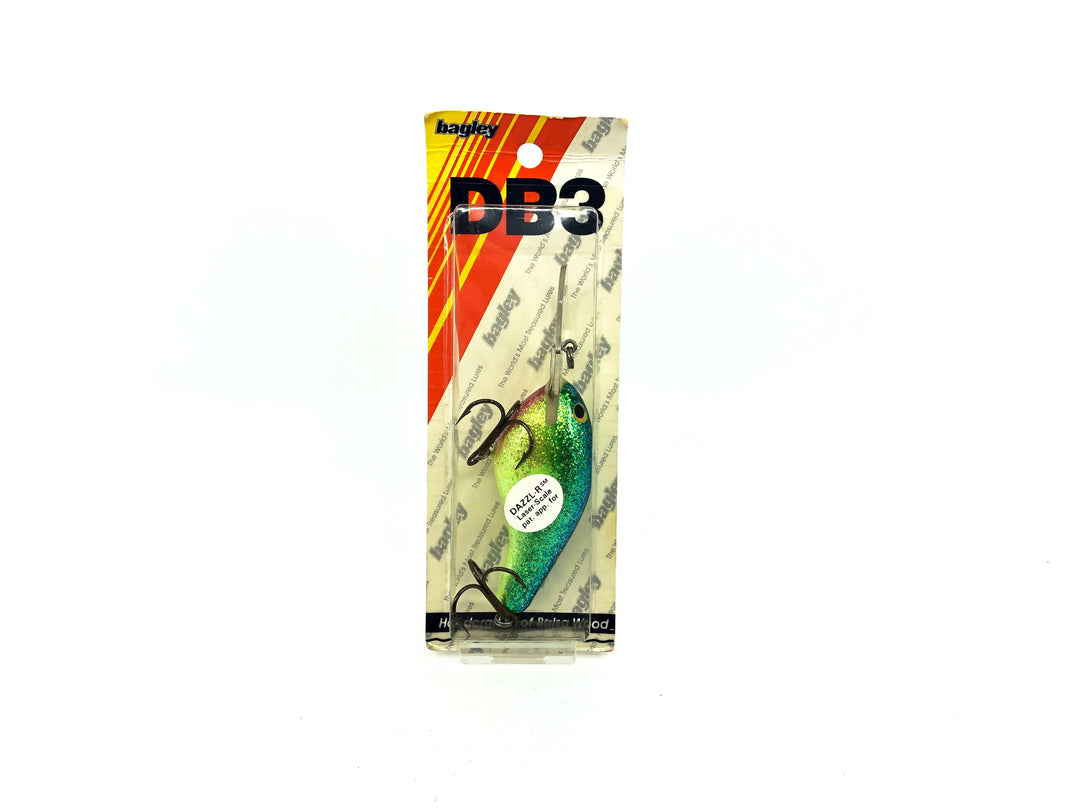 Bagley Diving B3 DB3-269 Dazzl-R Laser-Scale, Dazzle Green on Chartreuse Color New on Card Old Stock Florida Bait