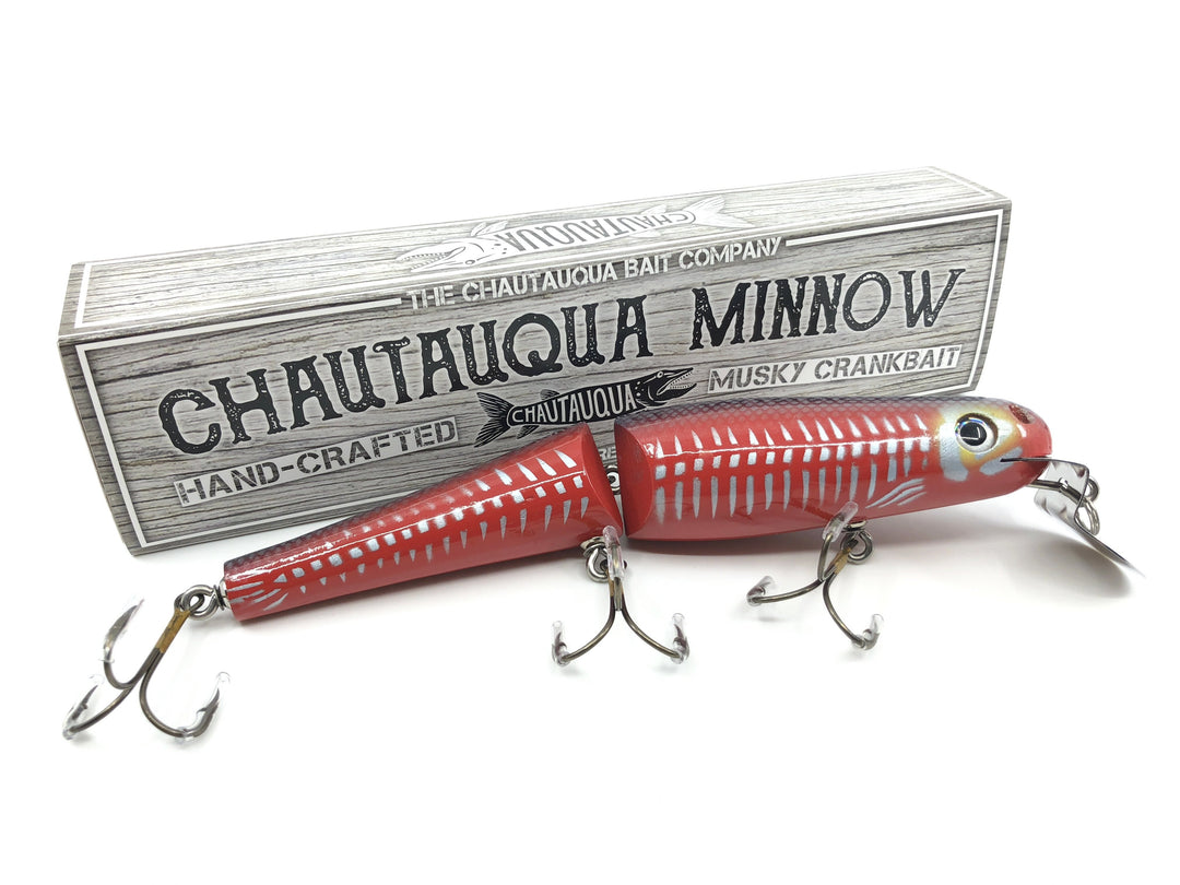 Jointed Chautauqua 8" Minnow Musky Lure Special Order Color "Red Shore"