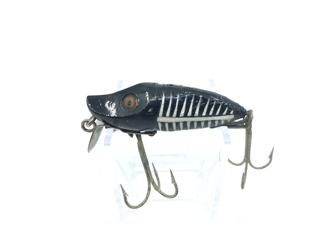 Vintage Heddon River Runt Two Piece Hardware Shrunken Black Shore Color