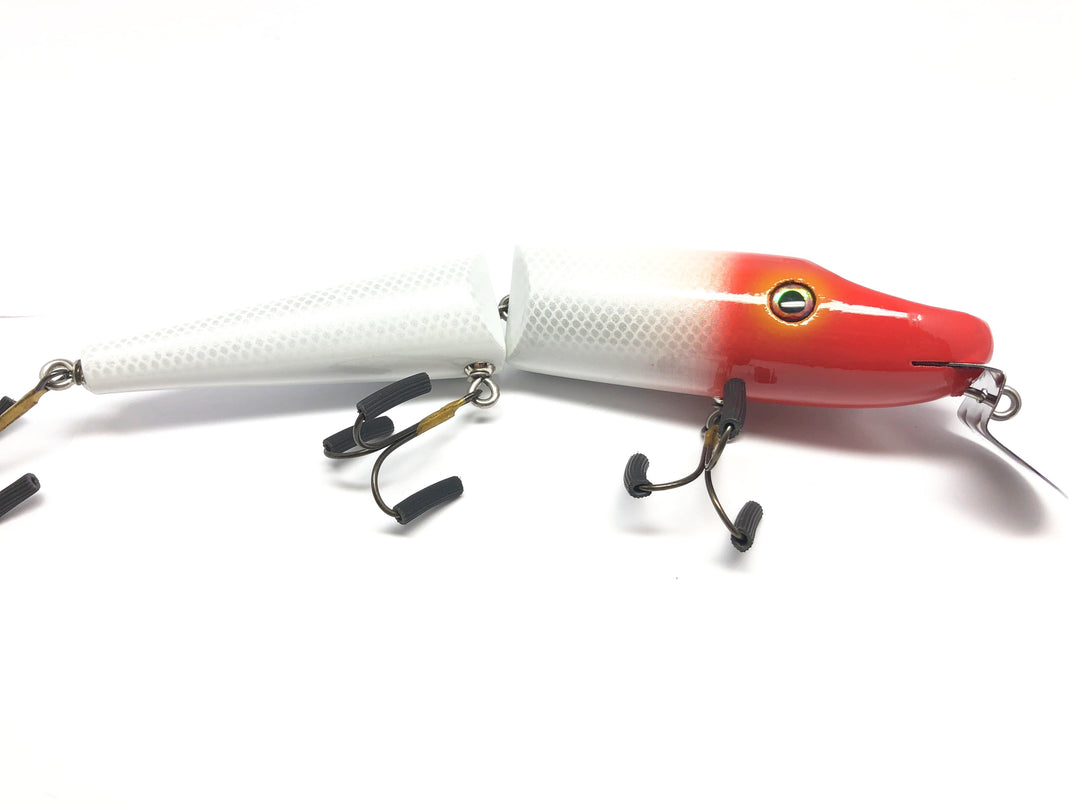 Chautauqua Jointed Magnum Piko 8" Musky Lure Red Head White Body Color Special Order Bait