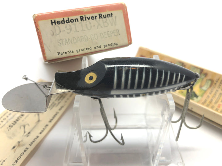 Heddon River Runt D9110-XBW Black White Shore Minnow Go Deeper New with Box