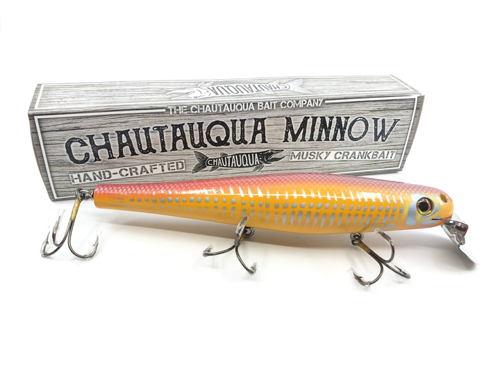 Chautauqua 8" Minnow Musky Lure Special Order Color "Orange Shore"