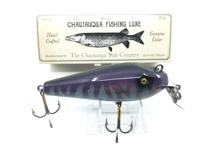 Chautauqua Wooden Glass Eye Magnum Wiggler Purple Tiger Color Custom Lure