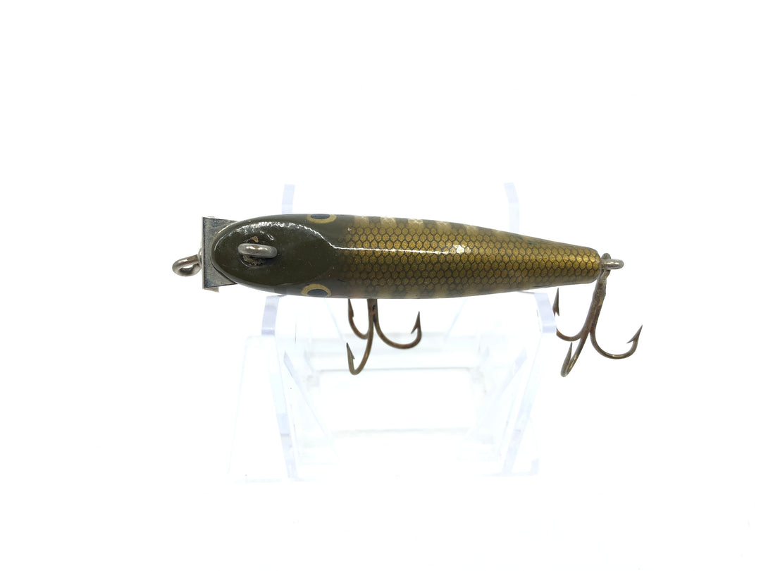 Creek Chub 2200 Midget Pikie Early Model Double Line Tie Painted Eyes Pikie Color Wooden Lure