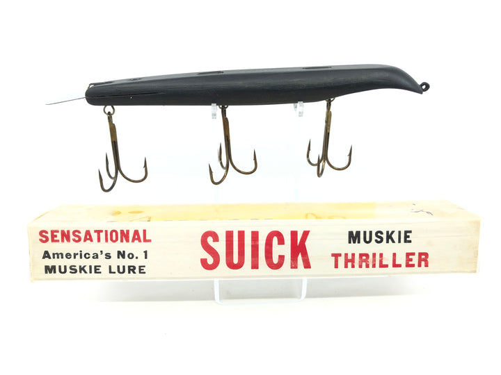 Vintage 9" Suick Muskie Thriller All Black Color New in Box Old Stock