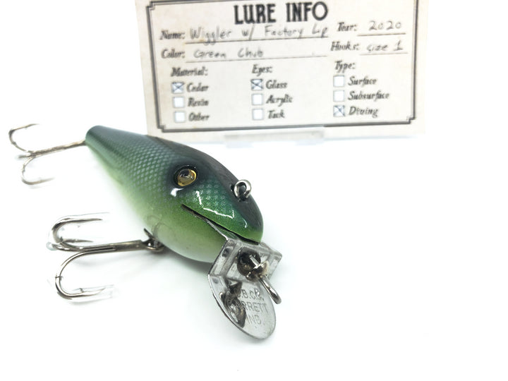Chautauqua Wooden Wiggler Green Chub Color Factory Lip Custom Lure