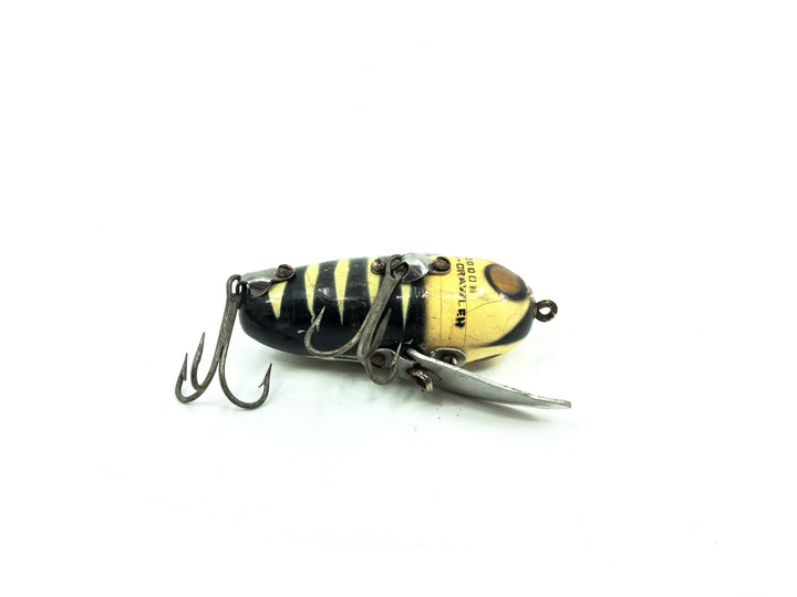 Heddon Wooden Crazy Crawler 2100 BWH Black White Head/Black Hornet Color