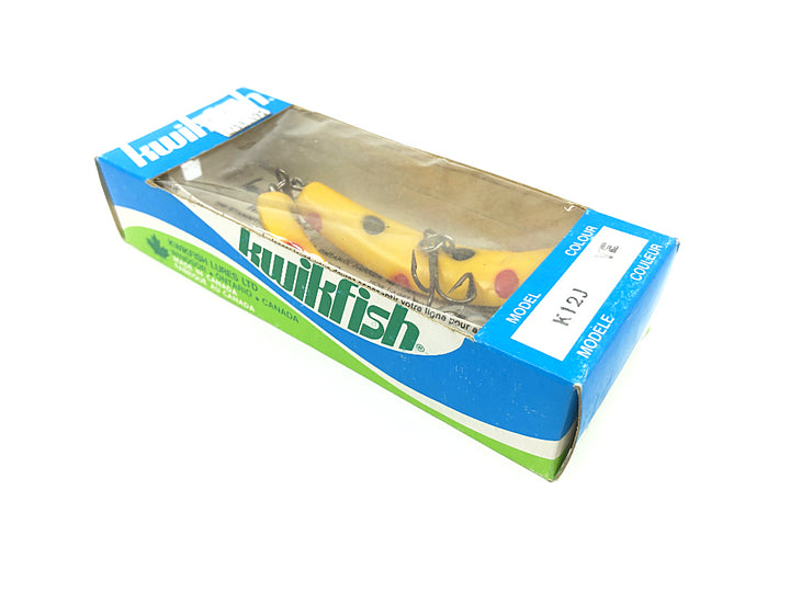 Pre Luhr-Jensen Kwikfish Jointed K12J YE Yellow Red and Black Spots Color New in Box Old Stock