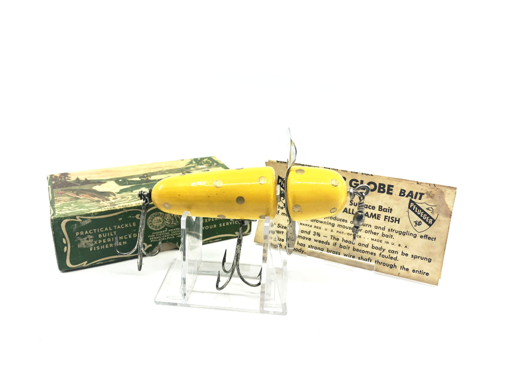 Pflueger 3750 Globe Yellow with Gold Dots 3 5/8" Size with Box