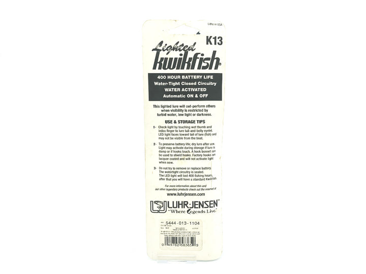 Luhr-Jensen Lighted Kwikfish K13 New on Card Tiger Taxi Color