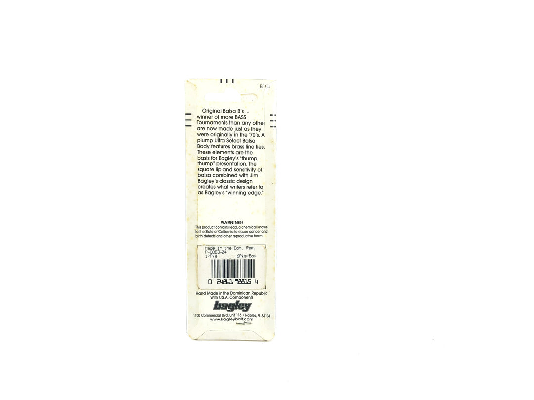 Bagley Balsa B3 BB3-04 Black on White Shad Color, New on Card