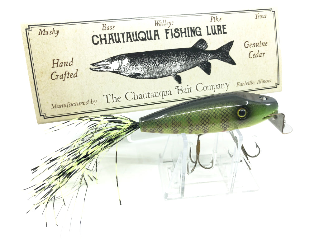 Chautauqua Custom Minnow with Flasher Tail Green Perch Color