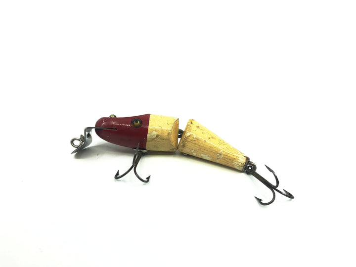 Creek Chub 2700 Baby Jointed Pikie Minnow in Red White Color Wooden Lure Glass Eyes