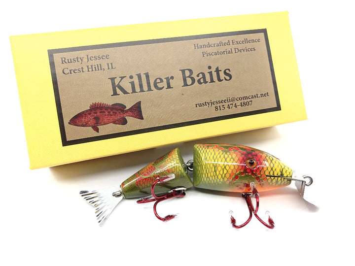 Rusty Jessee Killer Baits Creek Chub Wigglefish Orange Green Snake Skin Color