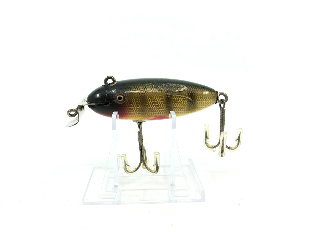 Creek Chub 200 Baby Wiggler in Perch Color 201 Wooden Lure Glass Eyes