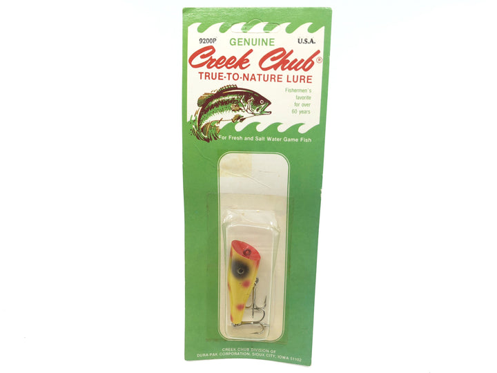 Sioux City Iowa Creek Chub 9200P Plunker in Yellow Spots Color On Card