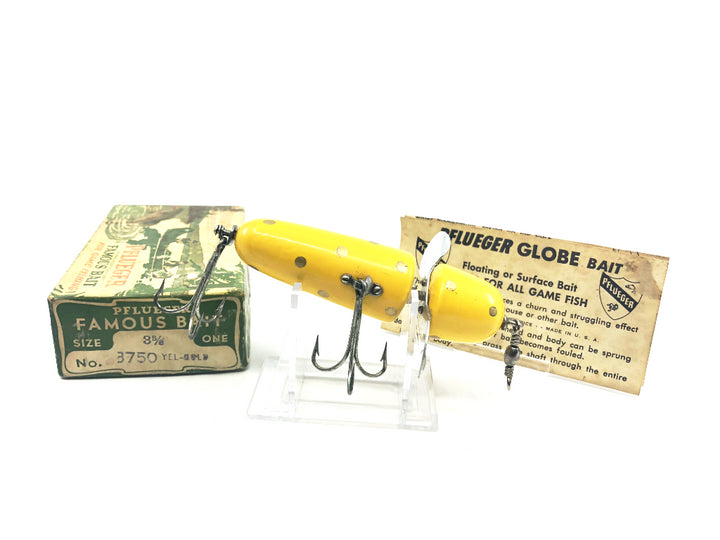Pflueger 3750 Globe Yellow with Gold Dots 3 5/8" Size with Box