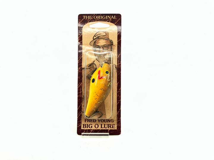 Cotton Cordell Fred Young Original Big O Wooden Lure Chartreuse Peach Color on Card