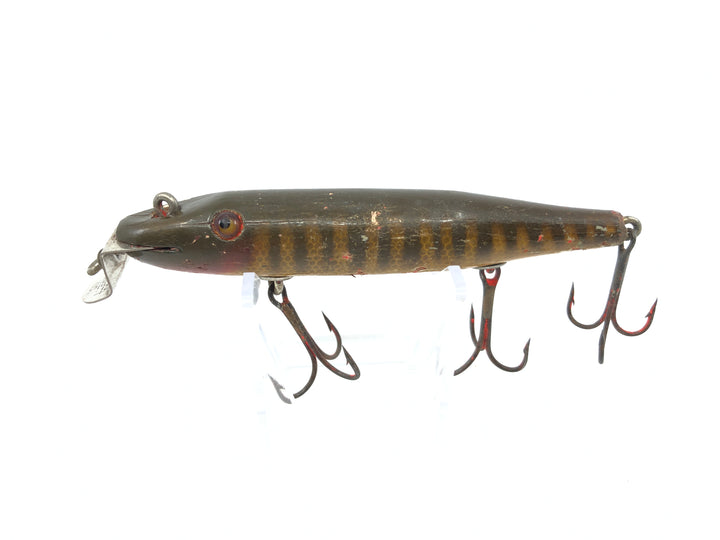Creek Chub 700 Pikie Minnow Glass Eyes Double Line Tie Pikie Color Wooden Lure