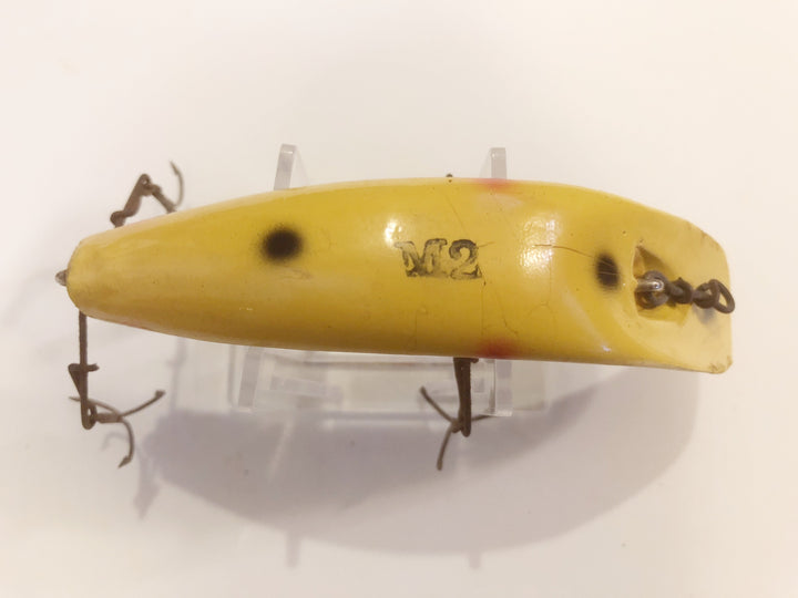 Helin Flatfish M2 Musky Size Y Yellow with Spots Wooden Lure