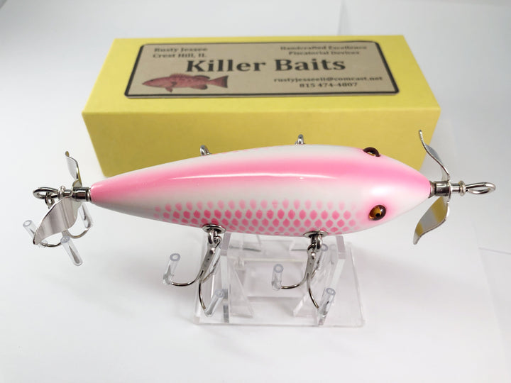 Rusty Jessee Killer Baits Five Hook Minnow in Pink and White Scale Color