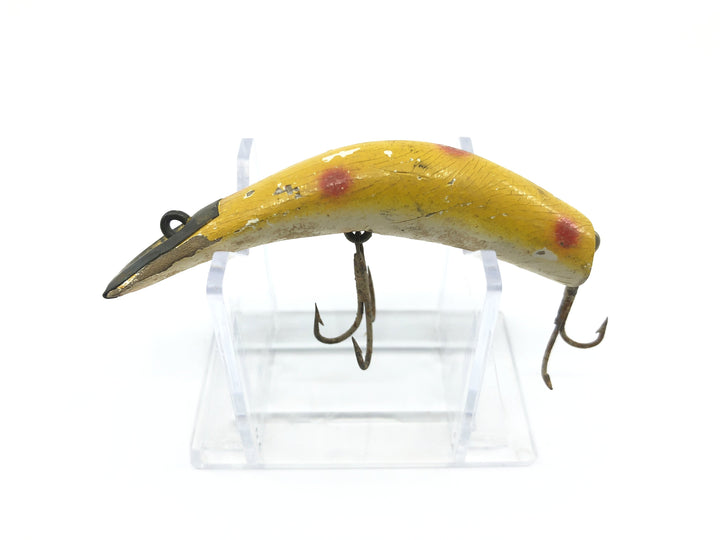 Vintage Wooden Kautzky Lazy Ike 3 Yellow Spotted Lure