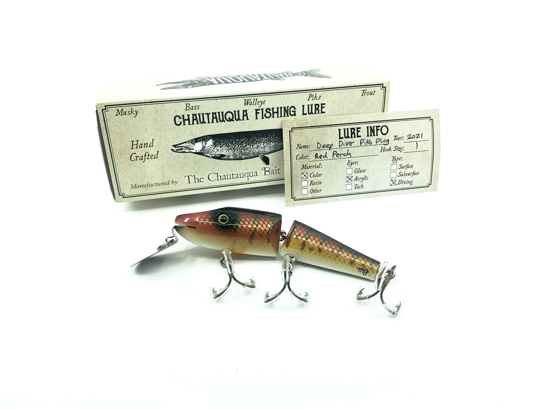 Chautauqua Jointed Deep Diver Piko Plug Red Perch Color
