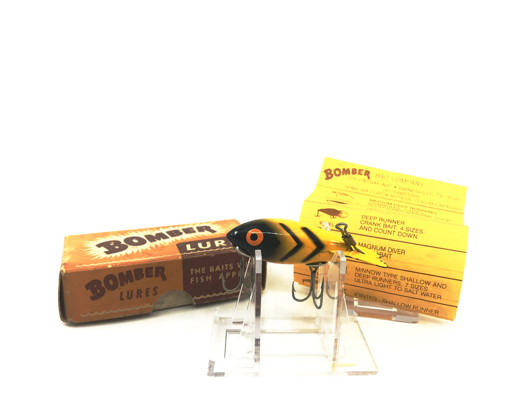 Vintage Wooden Bomber 220 Yellow Black Ribs Color with Box Old Stock