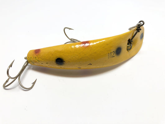 Vintage Helin M2 Wooden Musky Lure Yellow with Dots
