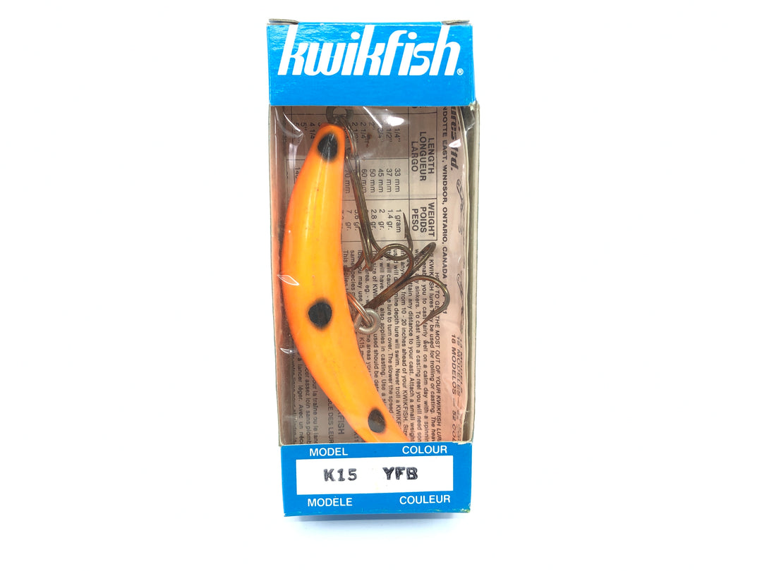 Kwikfish K15 YFB Yellow Fluorescent Black Spots Color New in Box Old Stock