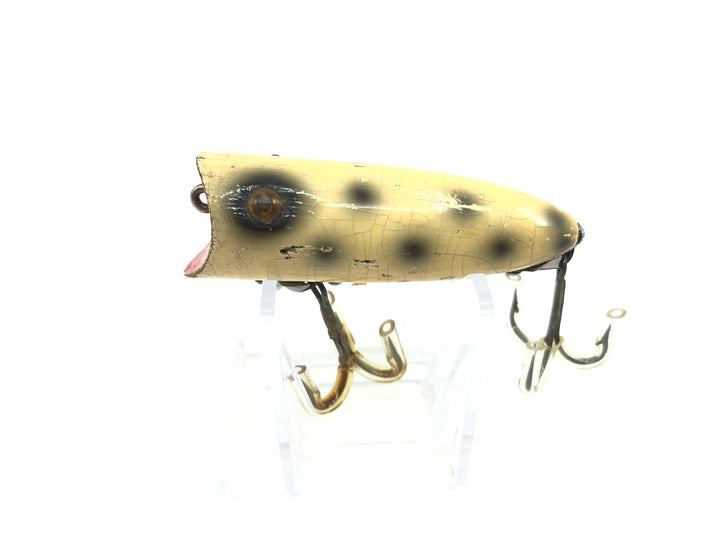 Heddon Wooden Baby Lucky 13 White with Black Spots Color Nail Eyes
