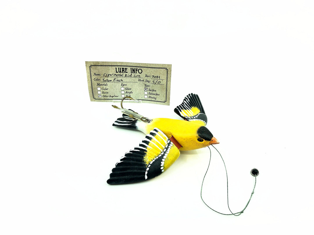 Chautauqua Custom Experimental Bird Lure, Yellow Finch Color