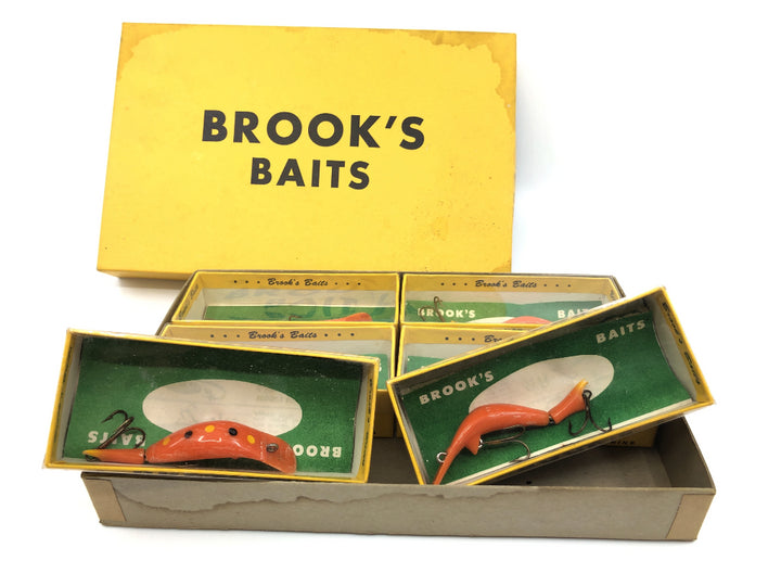 Brooks Baits Jointed Baby Reefer Six Pack Dealer Box Orange with Black Spots Vintage