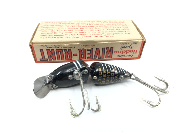Heddon Jointed Sinking River Runt 9330 XBW Black Shore Color with Box and Catalog