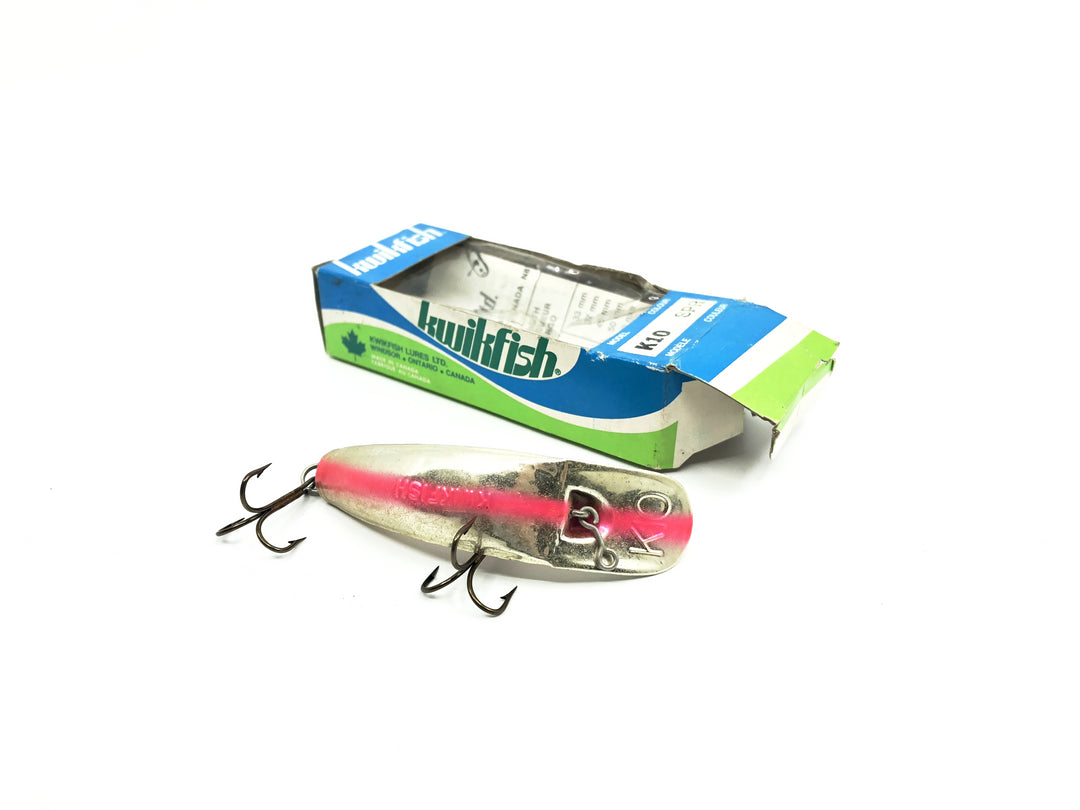 Pre Luhr-Jensen Kwikfish K10 SPR Silver Plated Red Fluorescent Stripes Color New in Box Old Stock