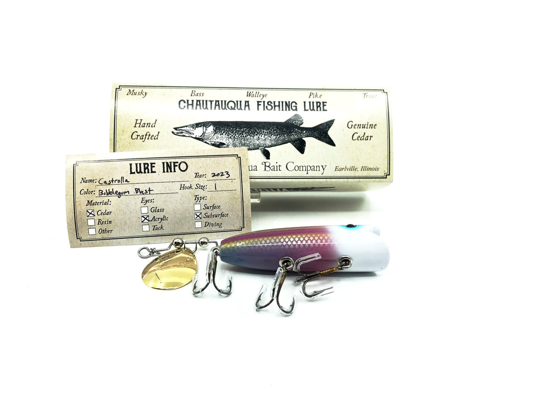Chautauqua Special Order Wooden Castrolla Minnow, Bubblegum Blast Color