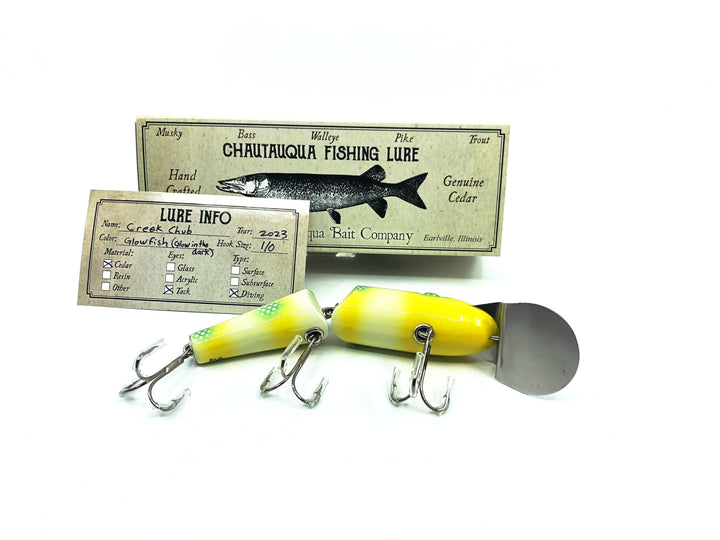 Chautauqua Jointed Creek Chub Lure in Glowfish (Glow in the Dark) PREMIUM Color