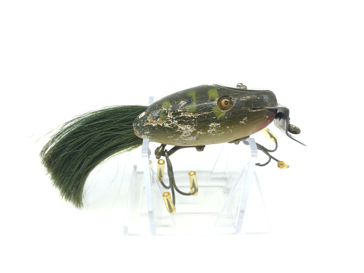 Creek Chub 5600 Dinger in Frog Color 5619 Wooden Lure Glass Eyes