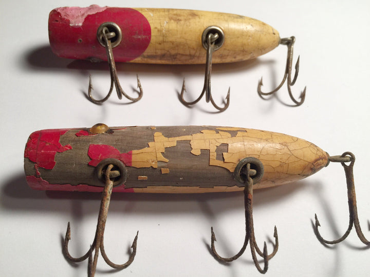 South Bend Bass-Orenos Lot of Two Glass Eyed and Tack Eyed Warriors