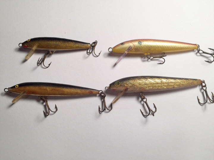 Lot of 4 Minnow Lures Rapala, Rebel, Other