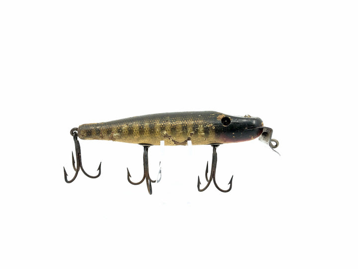 Creek Chub 700 Pikie in Pikie Color - Vintage Wooden Version, Glass Eye - Warrior