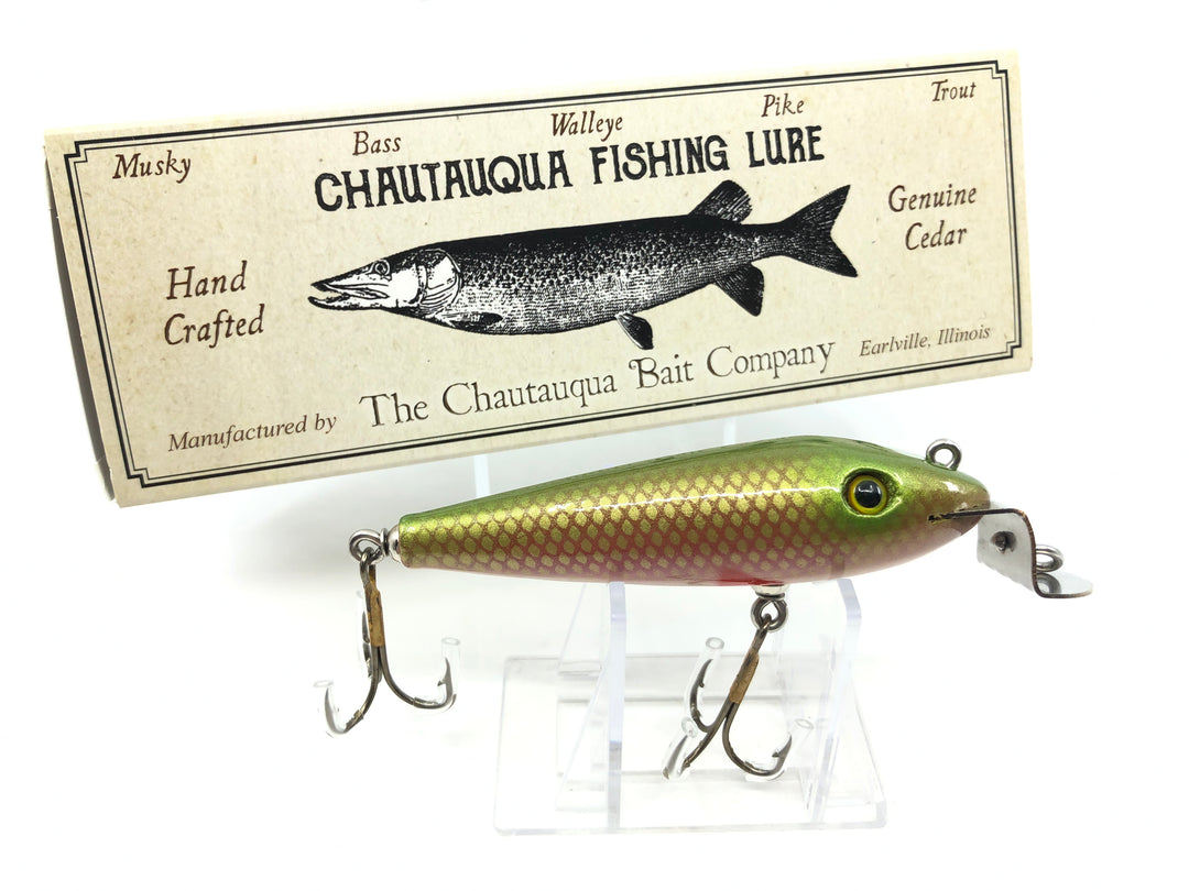 Chautauqua Wooden Wiggler Red Green Back Scale Color Custom Lure Premium